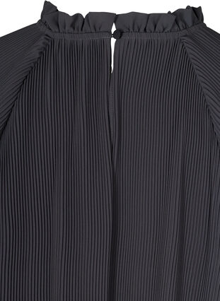 Plissiertes Kleid mit V-Ausschnitt und A-Linie, Asphalt ASS, Packshot image number 3
