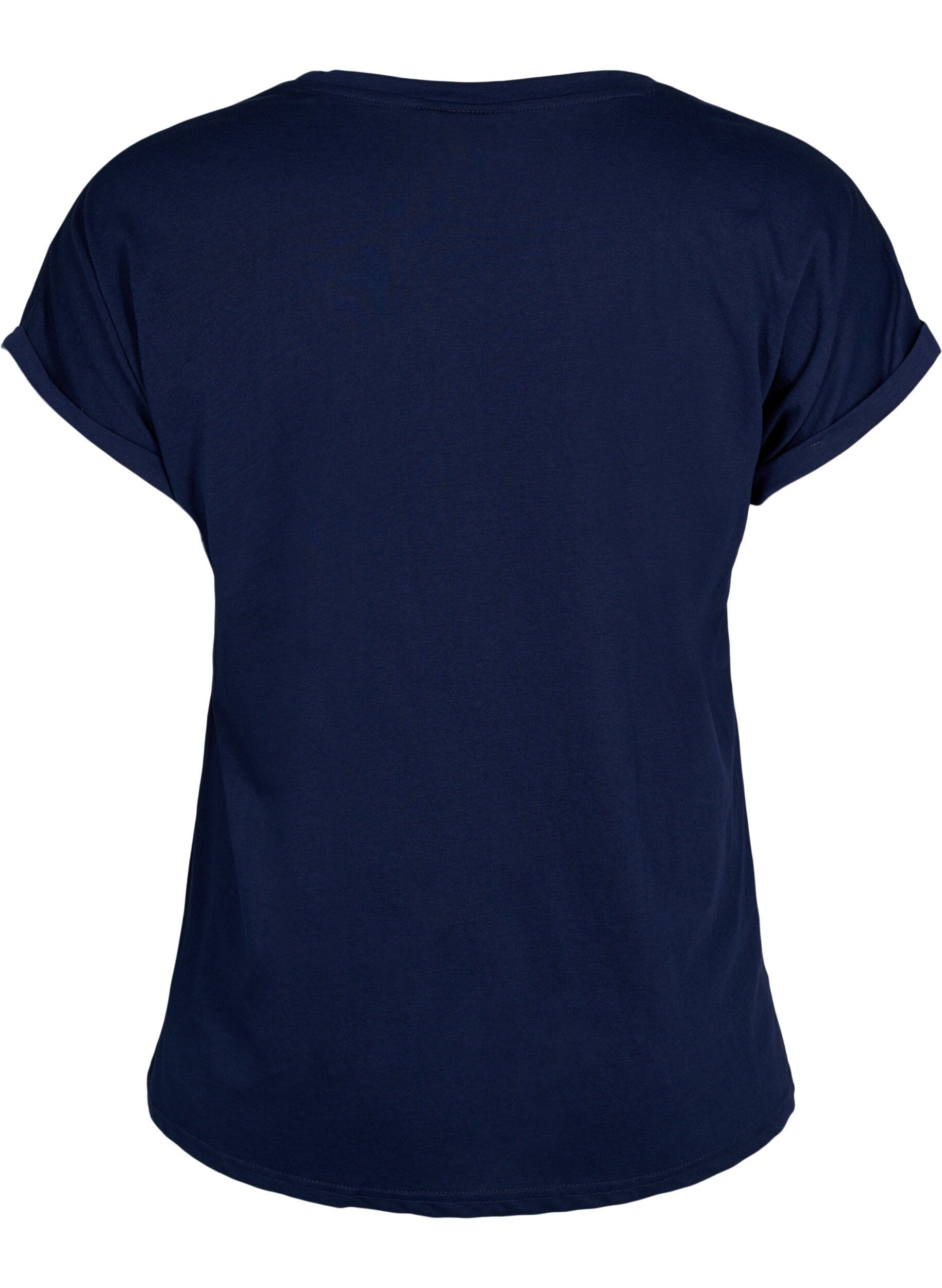 Zizzi T-Shirt aus Baumwollmischung mit kurzen &Auml;rmeln, Blau, Packshot image number 1
