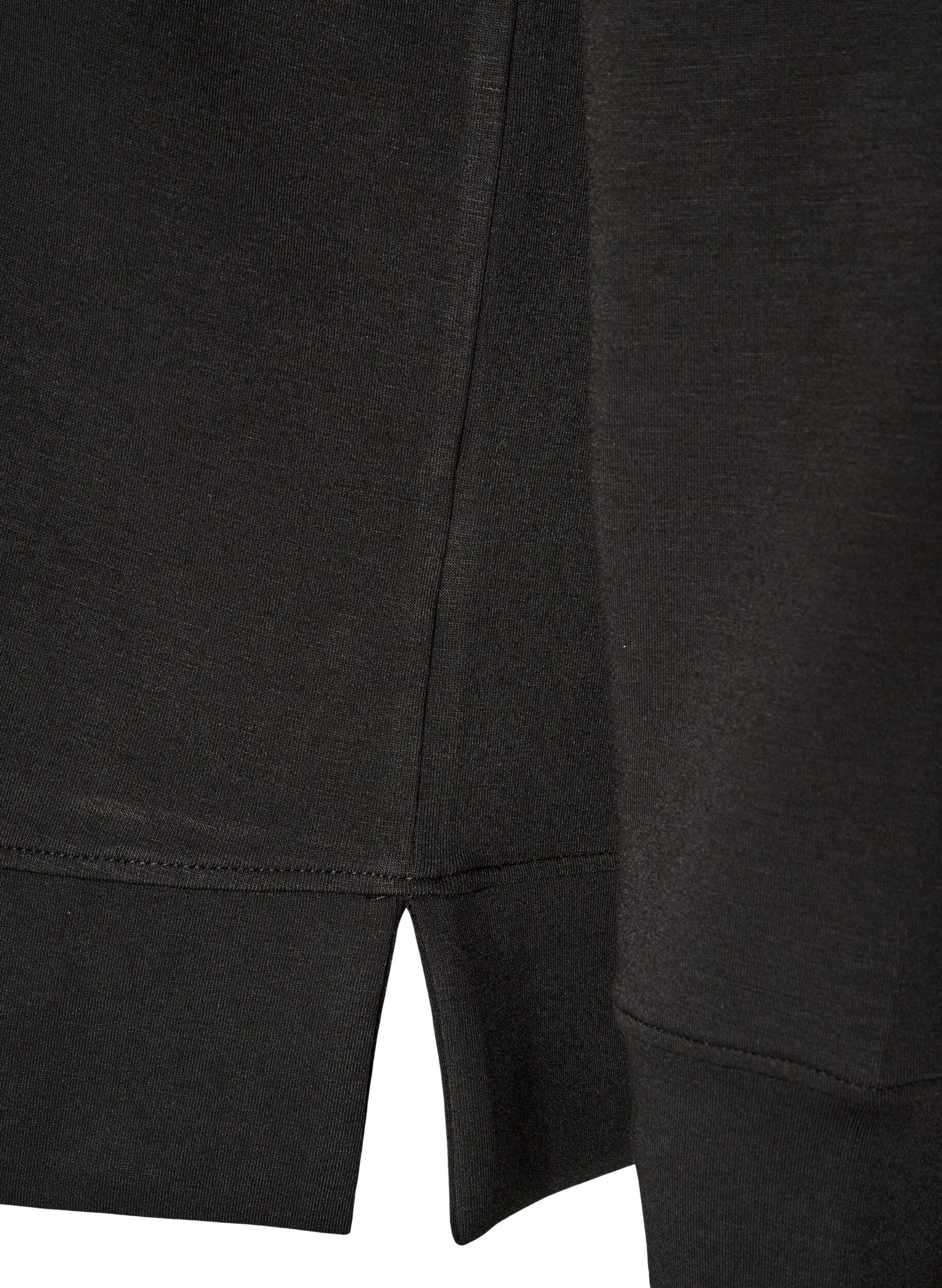 ZizziLang&auml;rmelige Bluse aus Jersey mit Rundhalsausschnitt, Schwarz, Packshot image number 3
