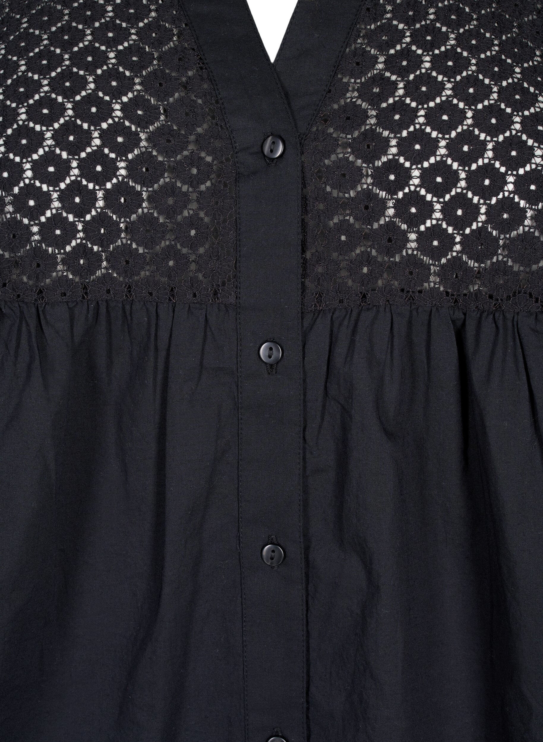 Zizzi FLASH - Shirt mit H&auml;keldetail, Black, Packshot image number 2