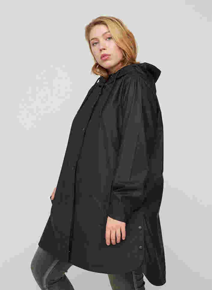 Regenjacke mit Kapuze und Taschen, Black, Model image number 0