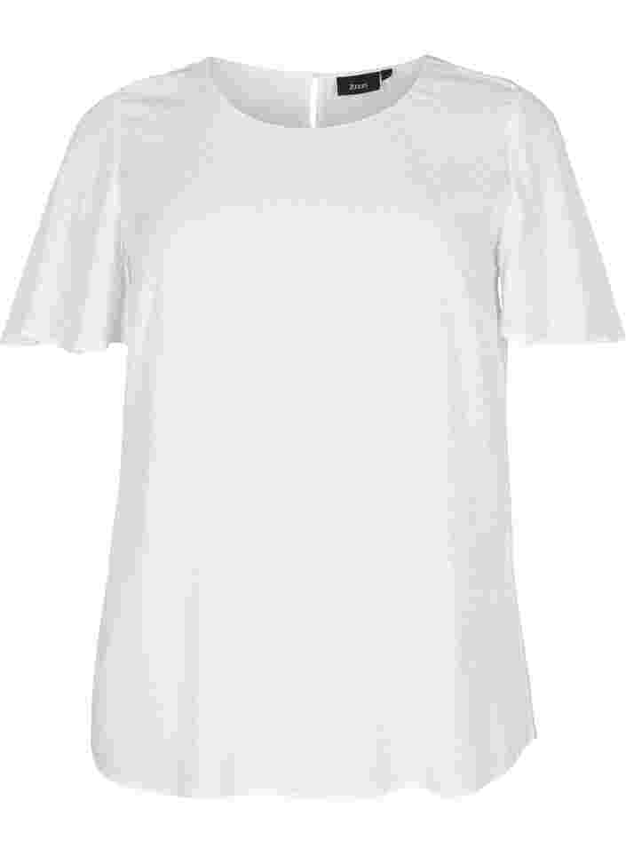 Strukturierte Viskosebluse mit Fledermausärmeln, Bright White, Packshot image number 0