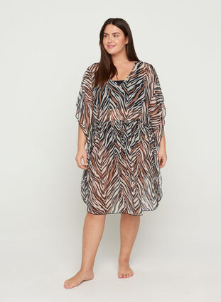 Strandkleid mit verstellbarer Taille, Zebra Print, Model image number 2