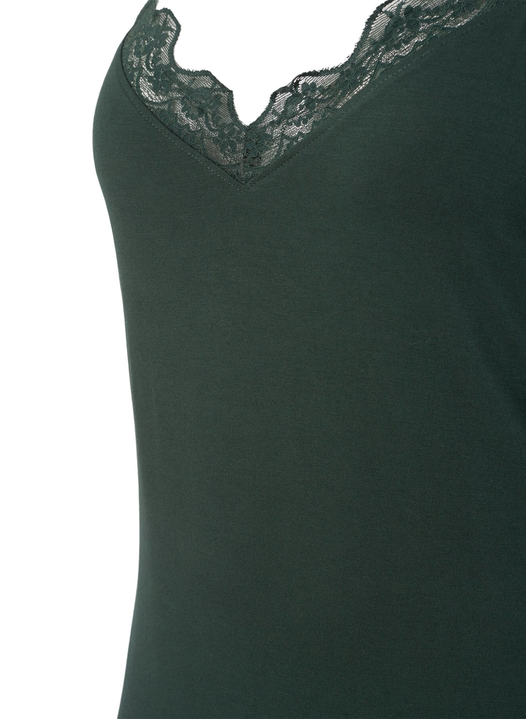 Zizzi Neglig&eacute; mit Spitzensaum aus Viskose, Gr&uuml;n, Packshot image number 2