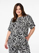 Kurz&auml;rmlige Bluse mit Zebraprint, Schwarz, Model image number 0