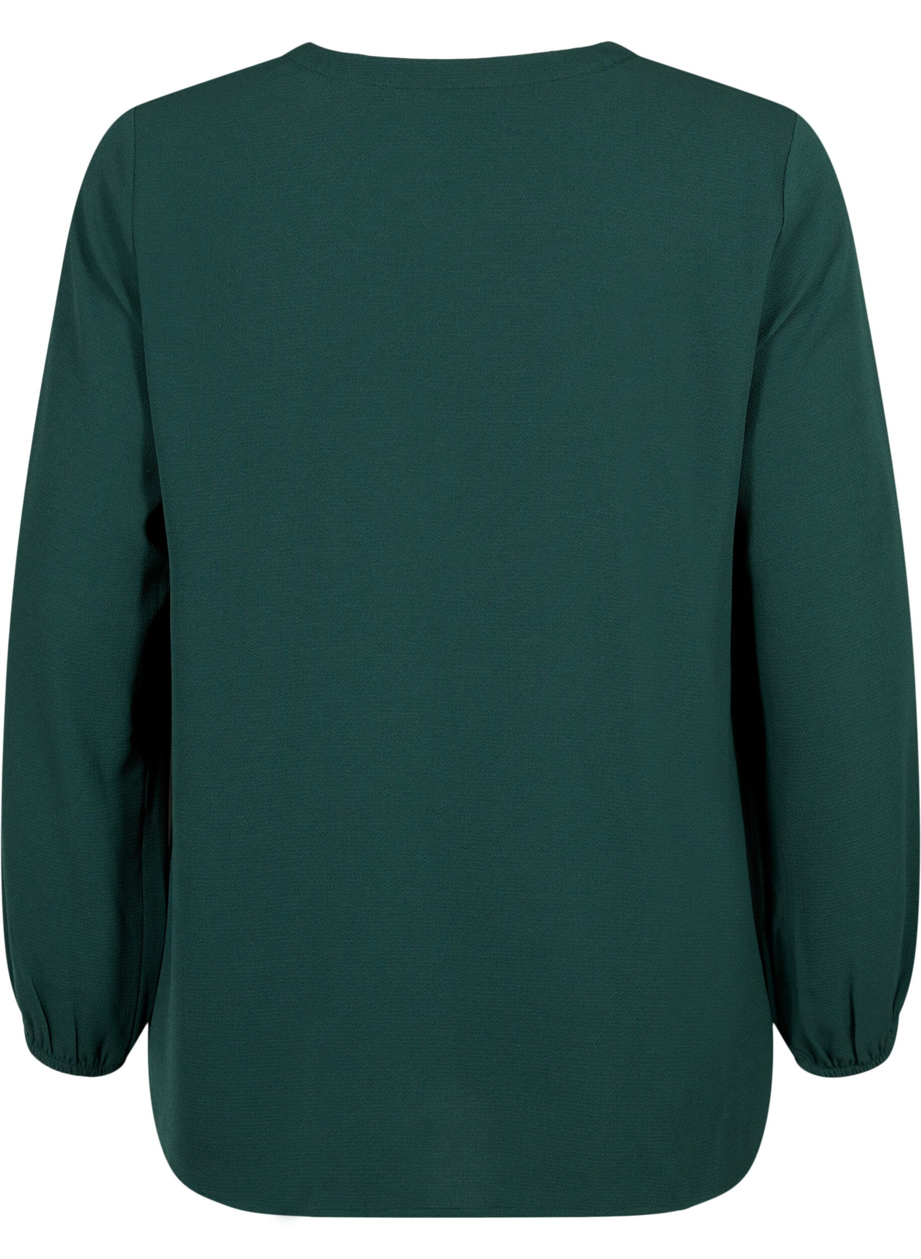 Zizzi Unifarbene Bluse mit V-Ausschnitt, Scarab, Packshot image number 1