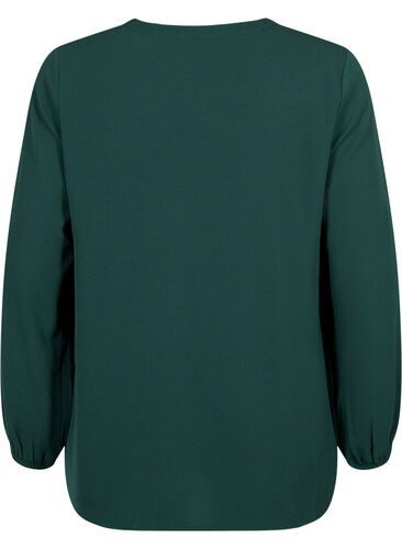 Unifarbene Bluse mit V-Ausschnitt, Scarab, Packshot image number 1
