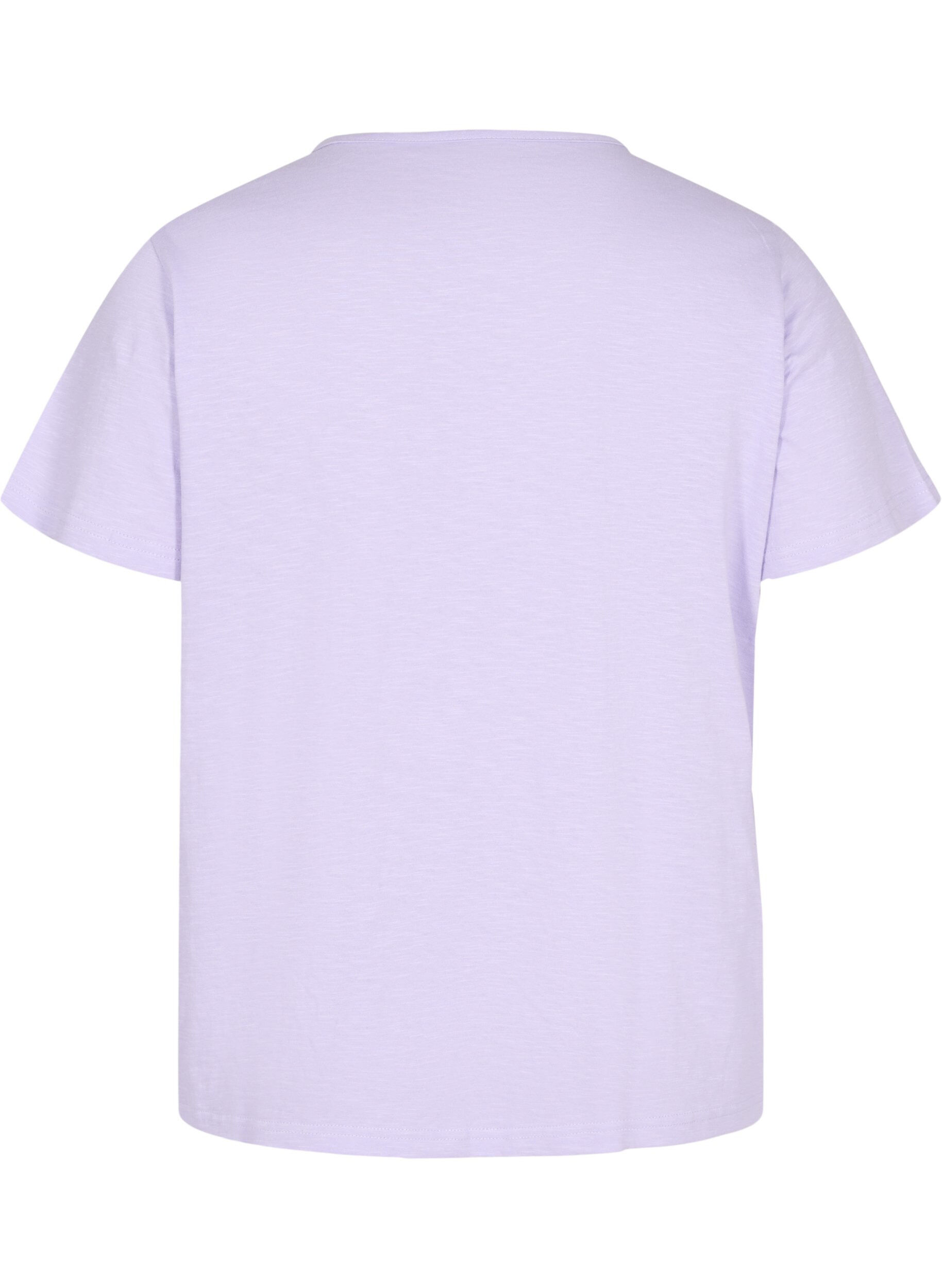 Zizzi T-Shirt aus Baumwolle mit Spitzenband, Lavender, Packshot image number 1