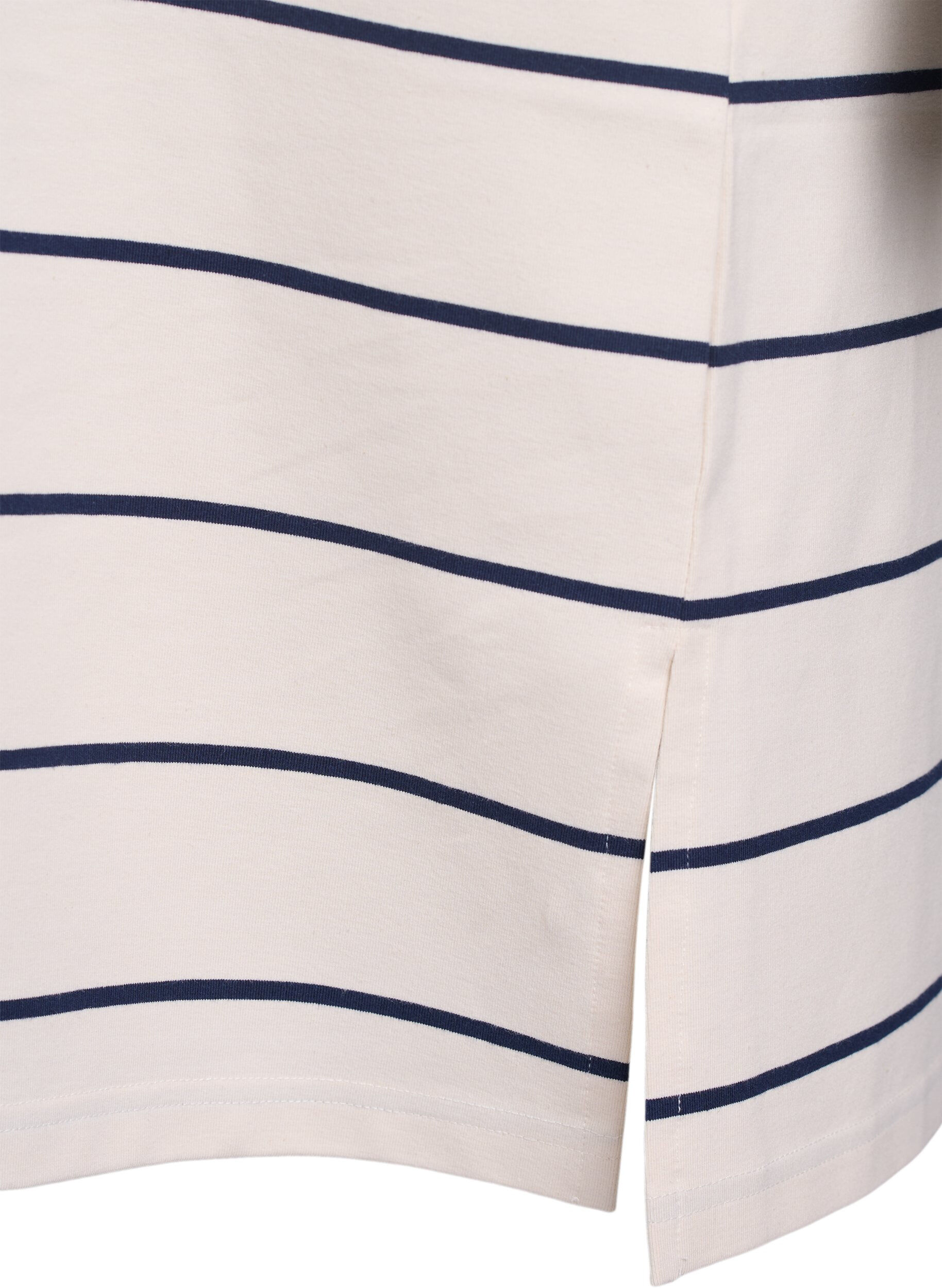 Zizzi Kurzes Jerseykleid mit Streifen, Beige, Packshot image number 3