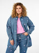 Locker geschnittene Jeansbluse mit aufgestickten Herzen, Light Blue Heart, Model image number 0