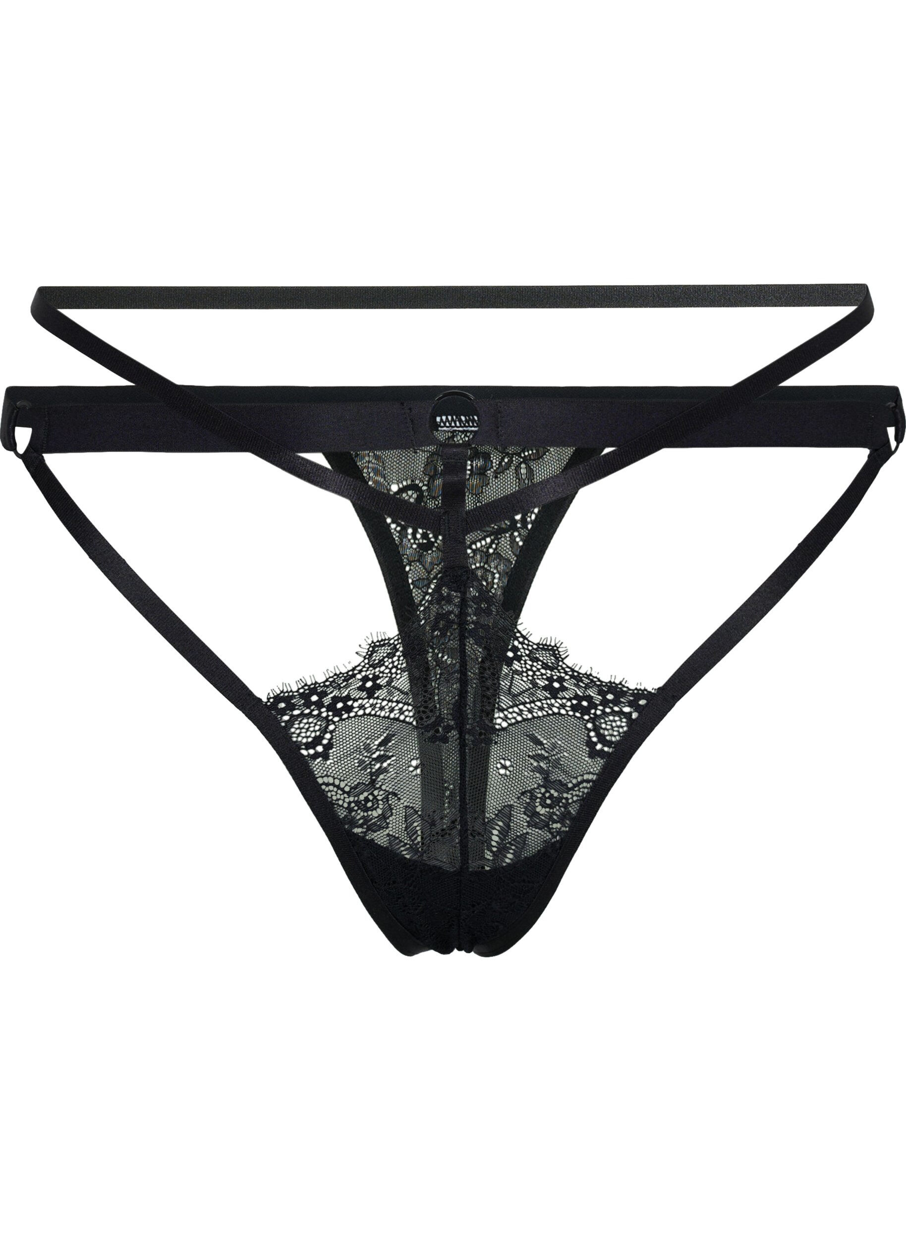 Zizzi G-String mit Spitze, Black, Packshot image number 0