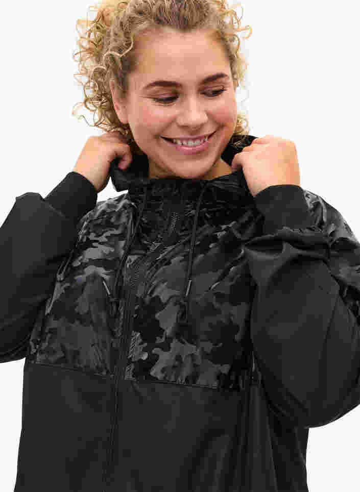 Trainingsjacke mit Kapuze und Taschen, Black, Model image number 2