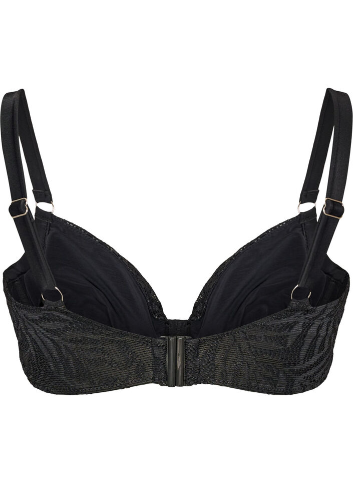 Bikini Top aus strukturiertem Mesh mit herausnehmbaren Einlagen, Schwarz, Packshot image number 1