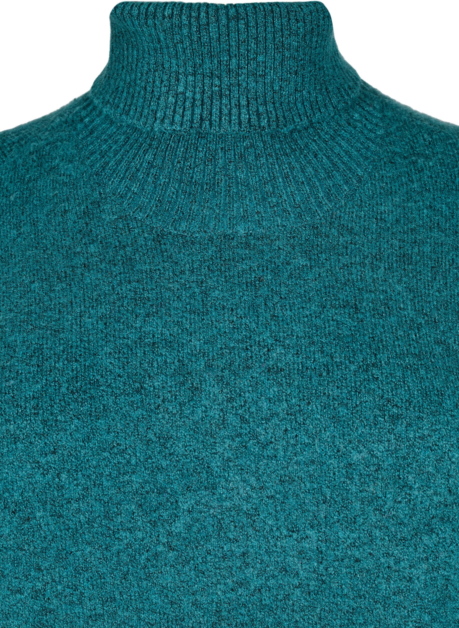 Zizzi Rollkragenpullover aus Strick, Atlantic Deep Mel., Packshot image number 2