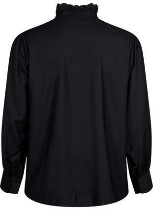 Viskose Shirt Bluse mit Ruffles, Black, Packshot image number 1