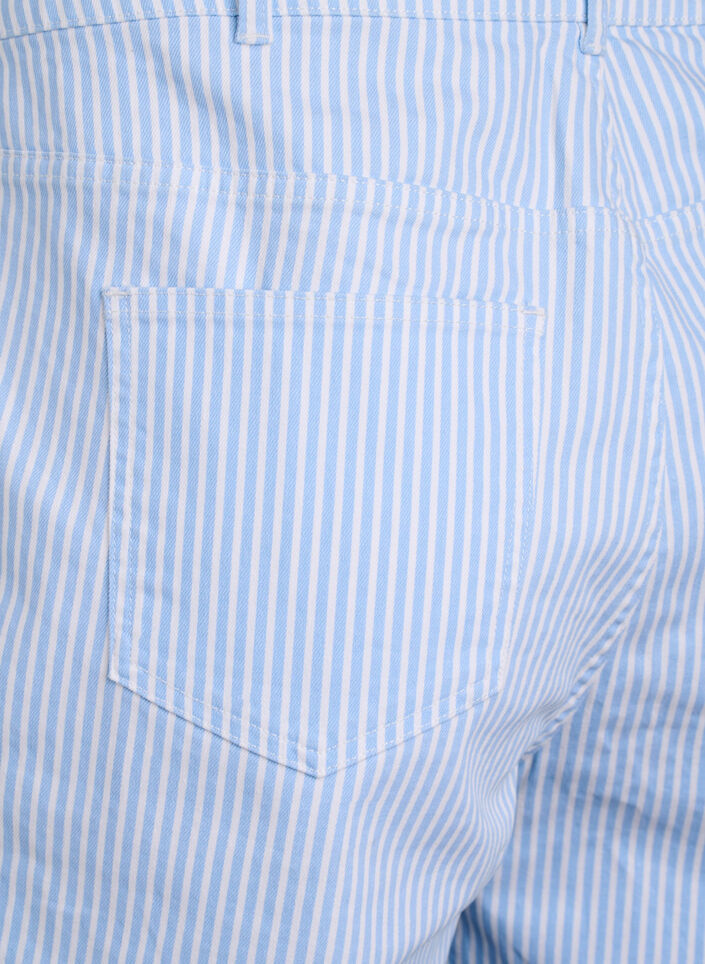 Bermuda-Shorts mit hohem Bund und Streifenmuster, Blau, Packshot image number 3