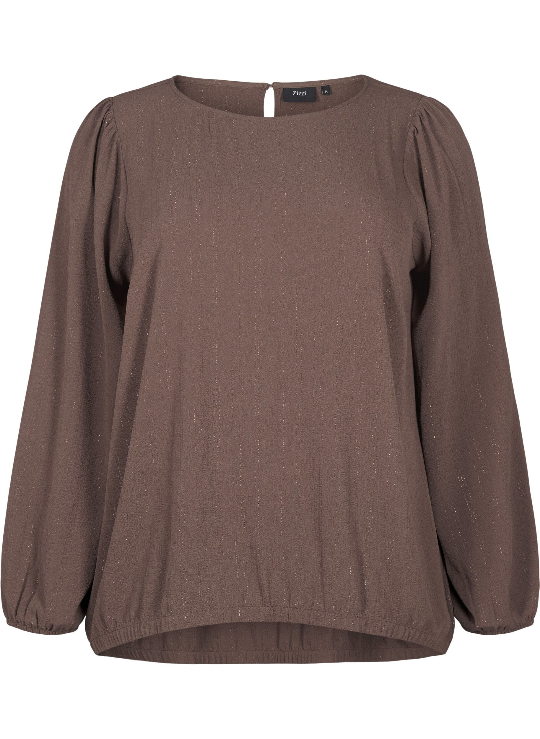 Zizzi Bluse mit Silberglitzer, Braun, Packshot image number 0