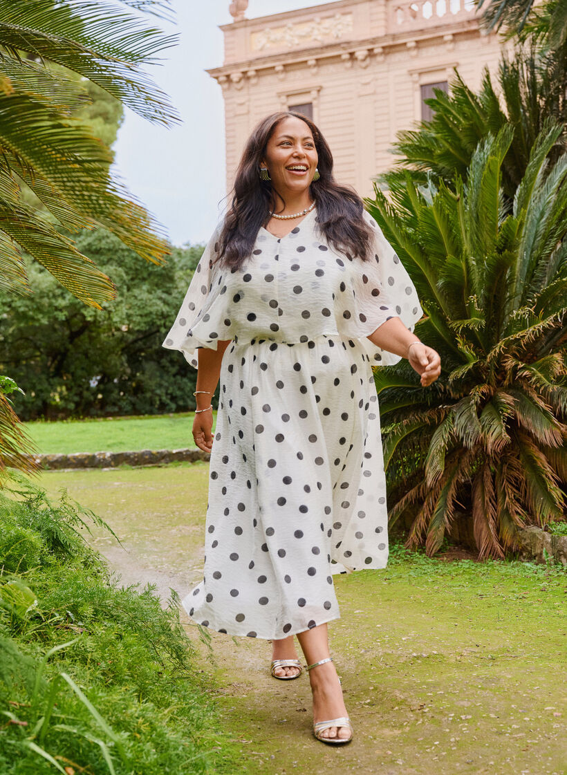 Midi-Rock in A-Linie mit Punkten, Vanille, Image