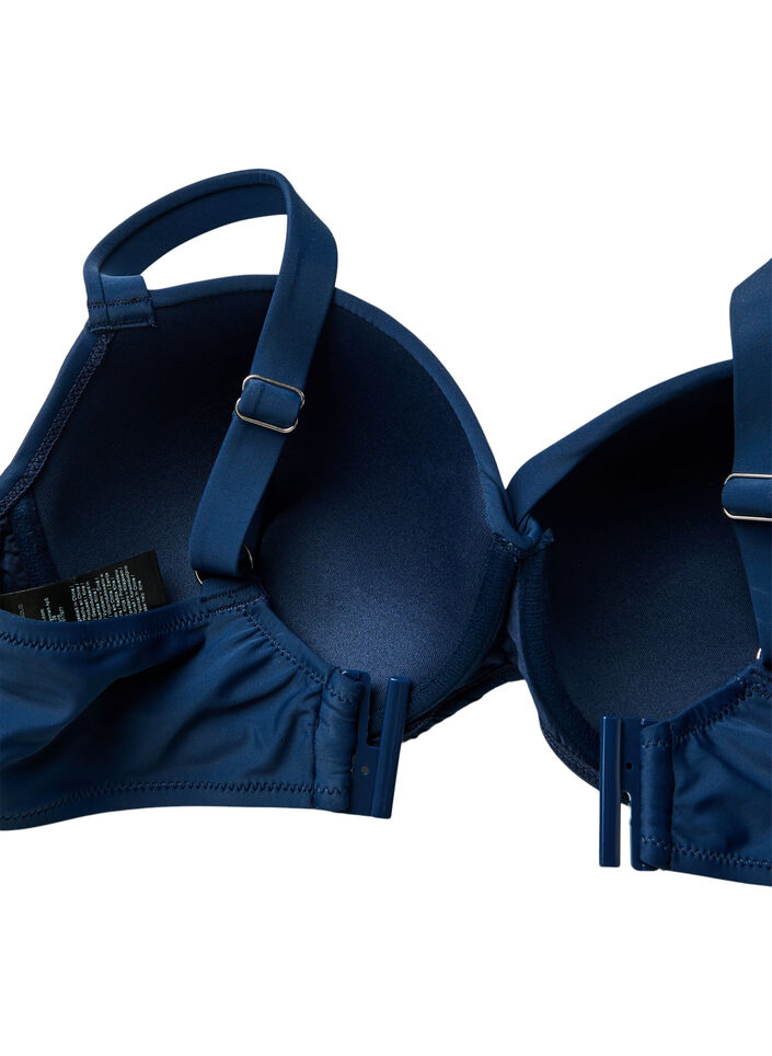 Bikinioberteil mit B&uuml;gel und Raffung, Blau, Packshot image number 3
