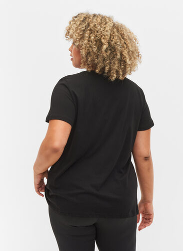 Sport-T-Shirt aus Baumwolle mit Aufdruck, Black w. inhale logo, Model image number 1