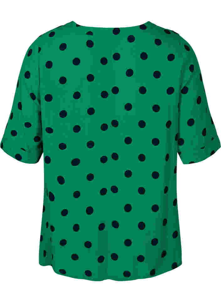 Viskosebluse mit Punktmuster, Jolly Green dot AOP, Packshot image number 1