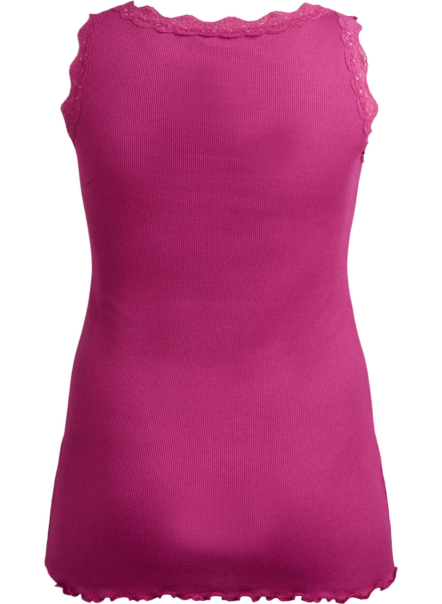 Zizzi Top mit Spitzensaum, Rot, Packshot image number 1