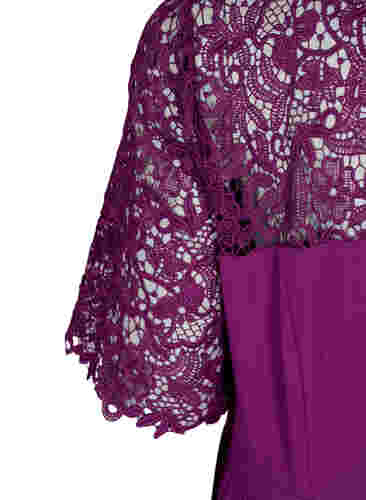 Kurzärmeliges Kleid mit Spitzenoberteil, Grape Juice, Packshot image number 3