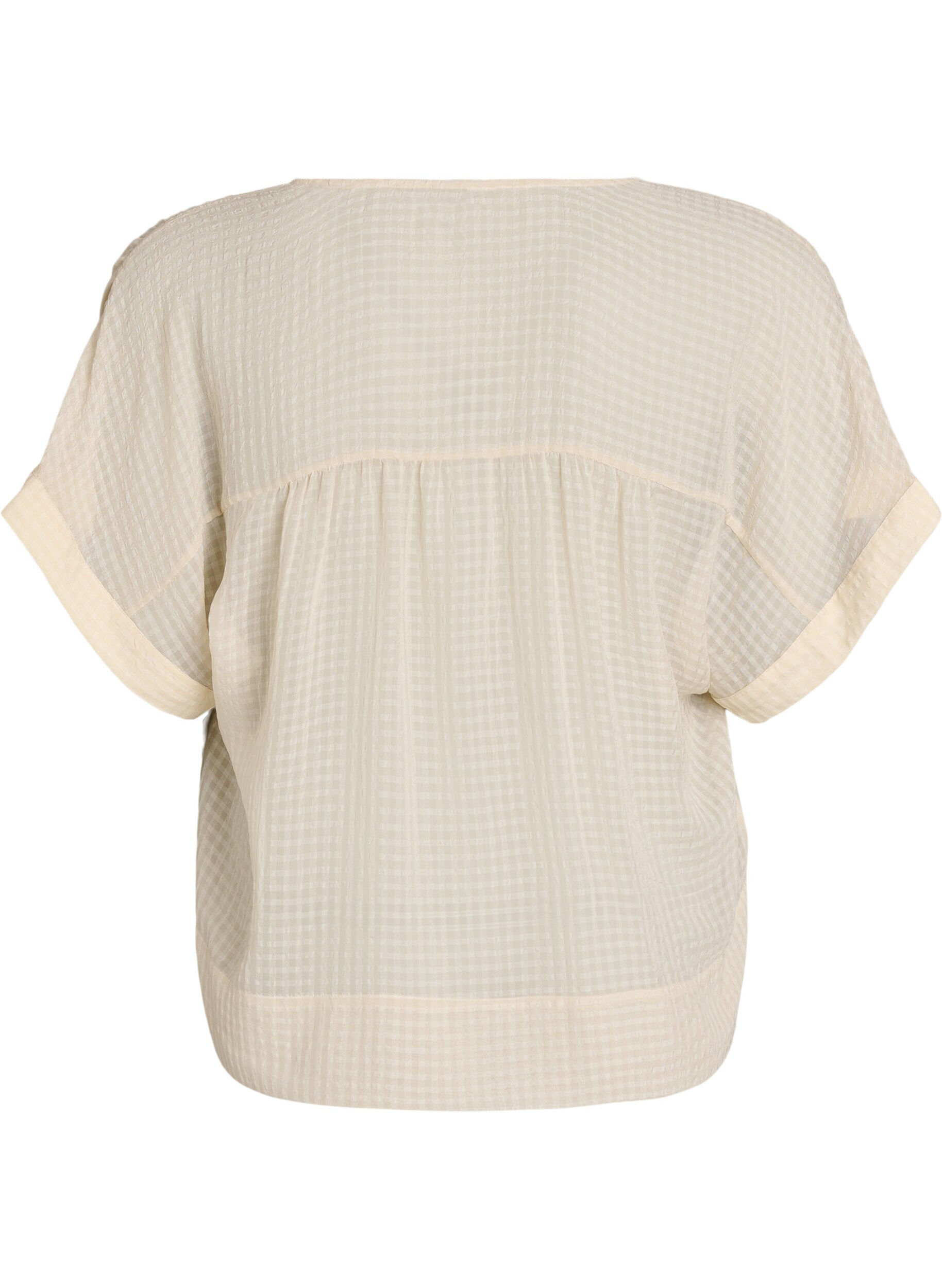 ZizziBluse aus Seersucker mit V-Ausschnitt, Beige, Packshot image number 1