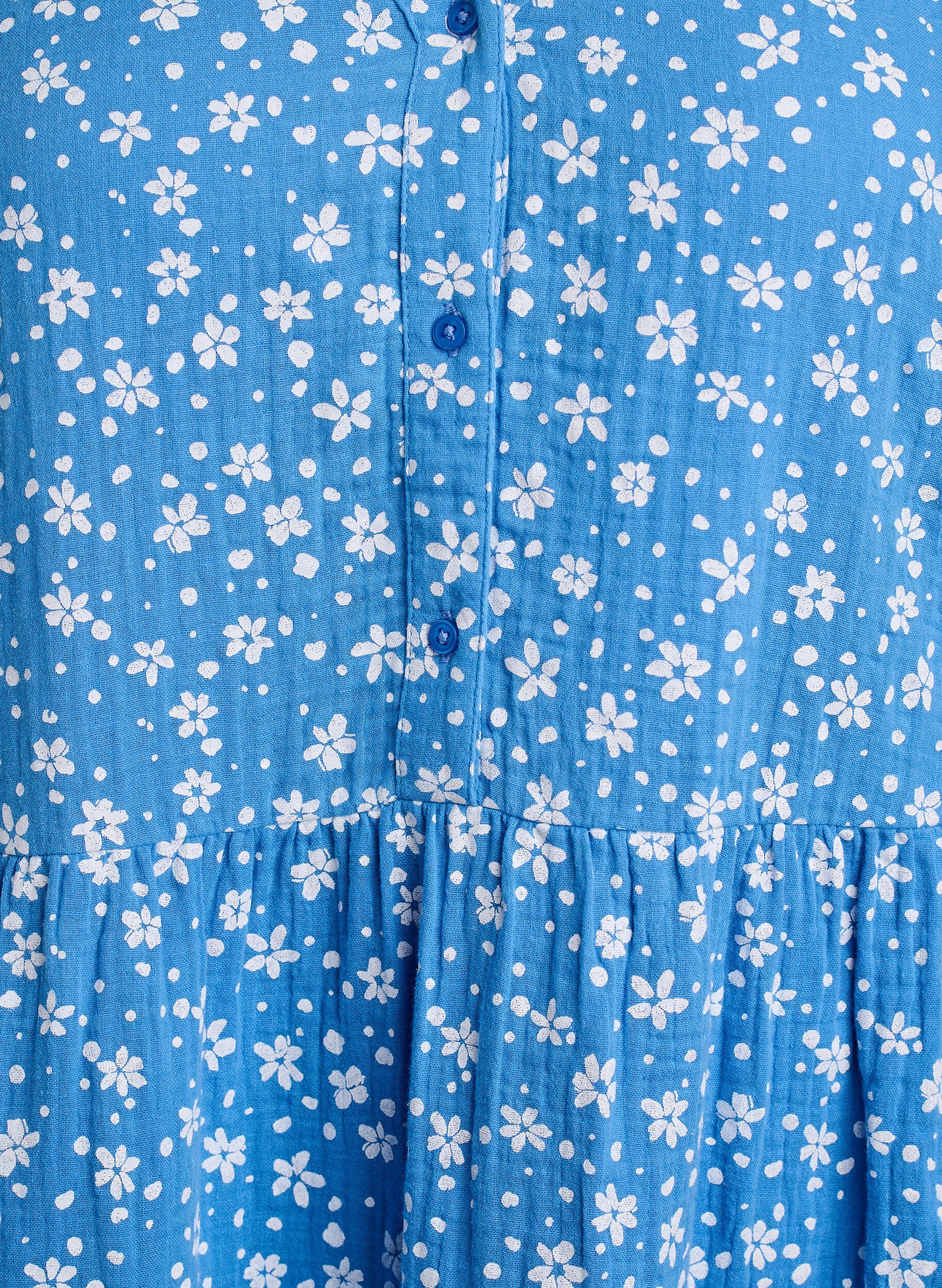 Zizzi Kurzes Kleid aus gemustertem Baumwoll-Musselin, Blau, Packshot image number 2