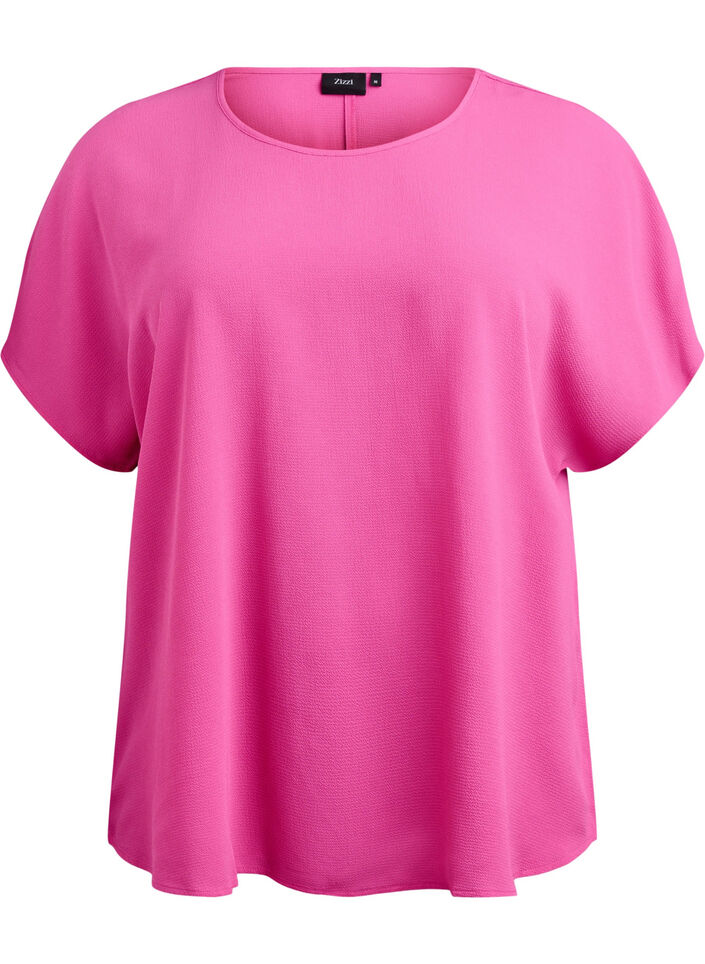 Bluse mit kurzen &Auml;rmeln und einem Rundhalsausschnitt, Rot, Packshot image number 0