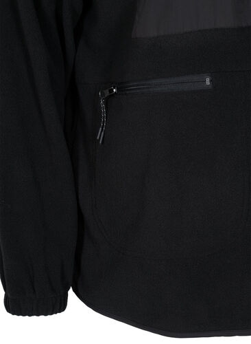 Sportjacke aus Fleece mit hohem Kragen und Taschen, Black, Packshot image number 3