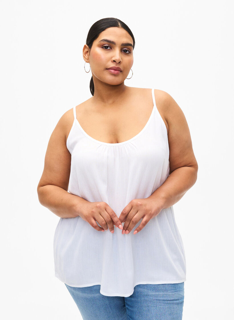 Trägertop aus Viskose, Weiß, Model image number 0