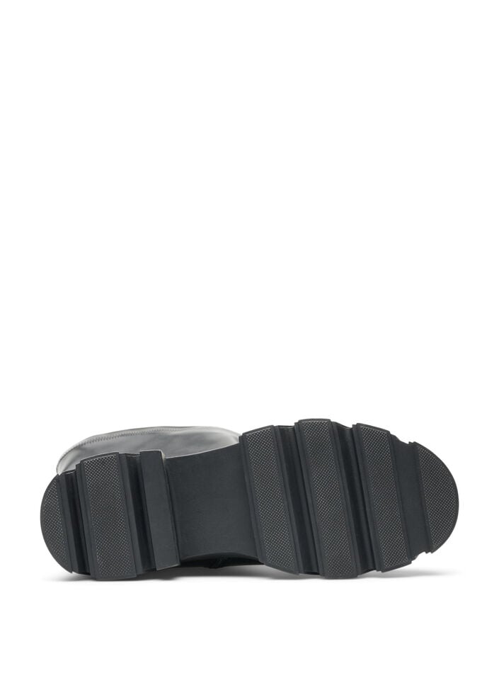 Langschaftstiefel aus Kunstleder mit klobiger Sohle, Schwarz, Packshot image number 4