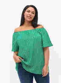 Gestreifte Bluse aus Viskose mit kurzen Ärmeln, J.Green/White Stripe, Model