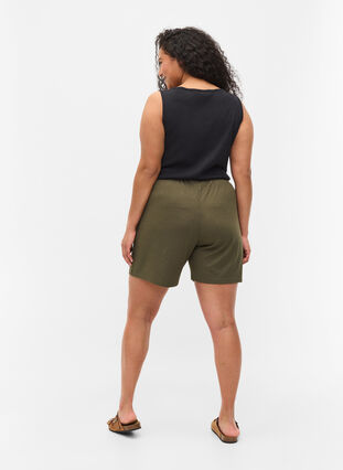 Shorts aus Rippqualität mit Taschen, Dusty Olive, Model image number 0
