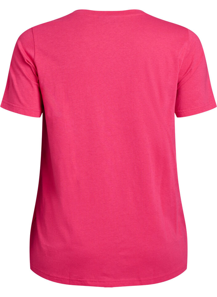 Kurz&auml;rmliges T-Shirt mit V-Ausschnitt, Pink, Packshot image number 1