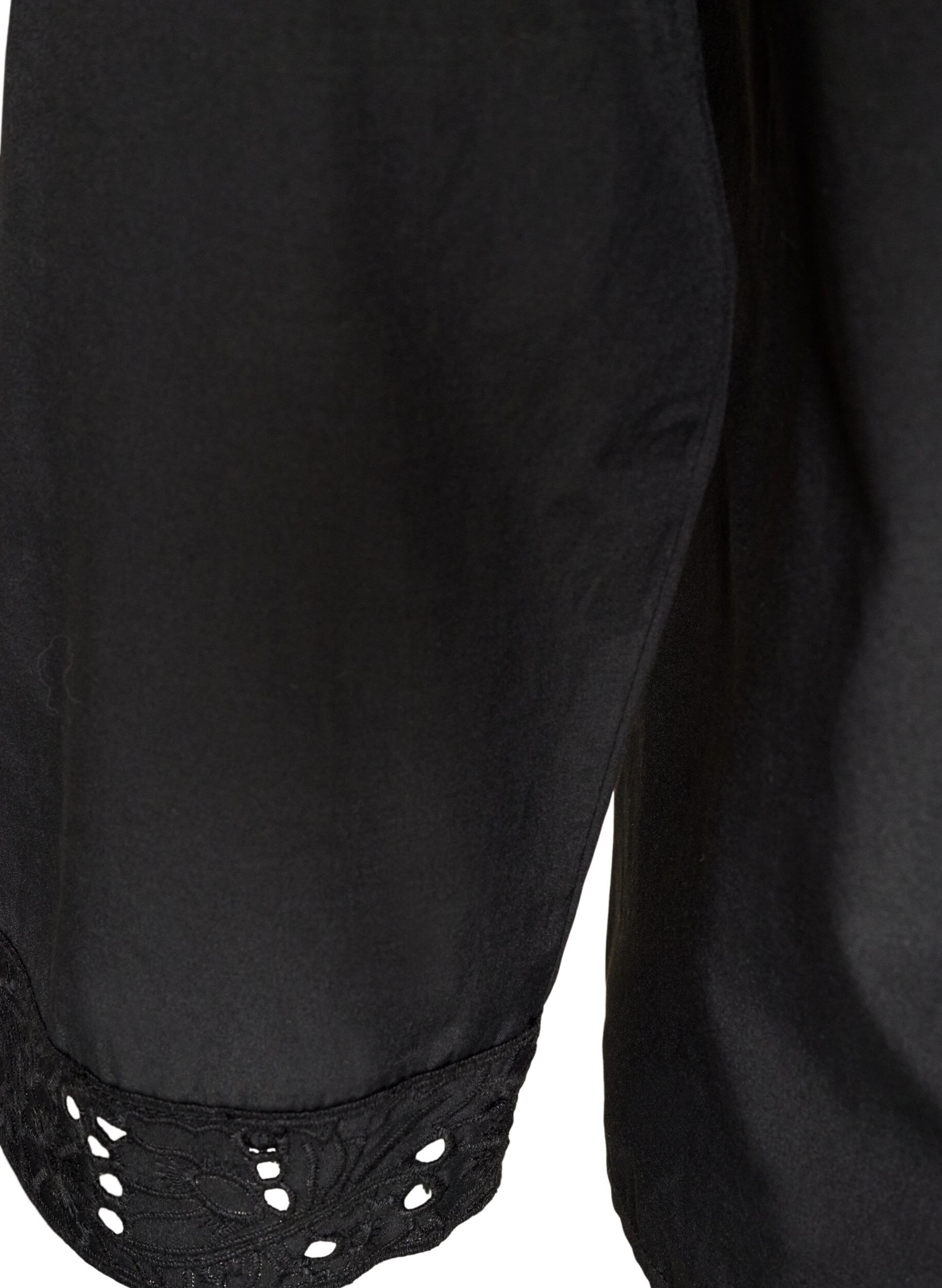 ZizziHemdbluse mit Lochstickerei, Schwarz, Packshot image number 3
