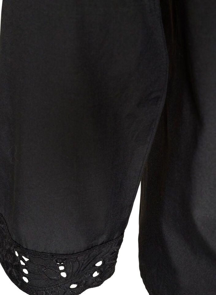Hemdbluse mit Lochstickerei, Schwarz, Packshot image number 3