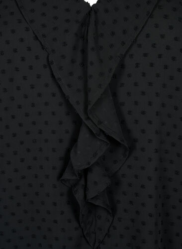 Bluse mit Rüschen und gepunkteter Textur, Black, Packshot image number 2