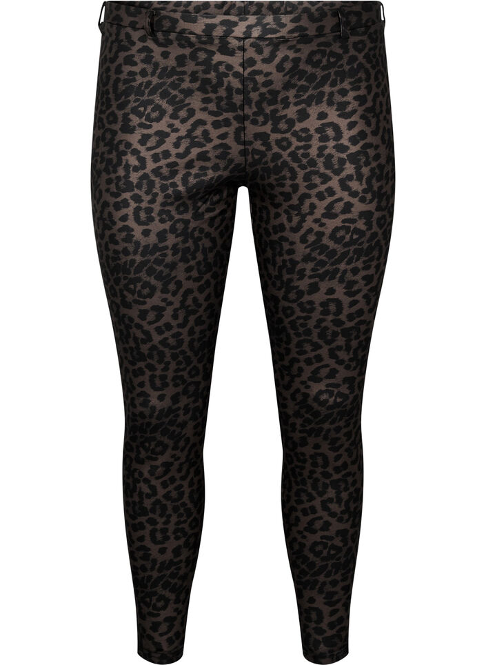 Beschichtete Leggings mit Leopardenmuster und verkürzter Länge, Braun, Packshot image number 0