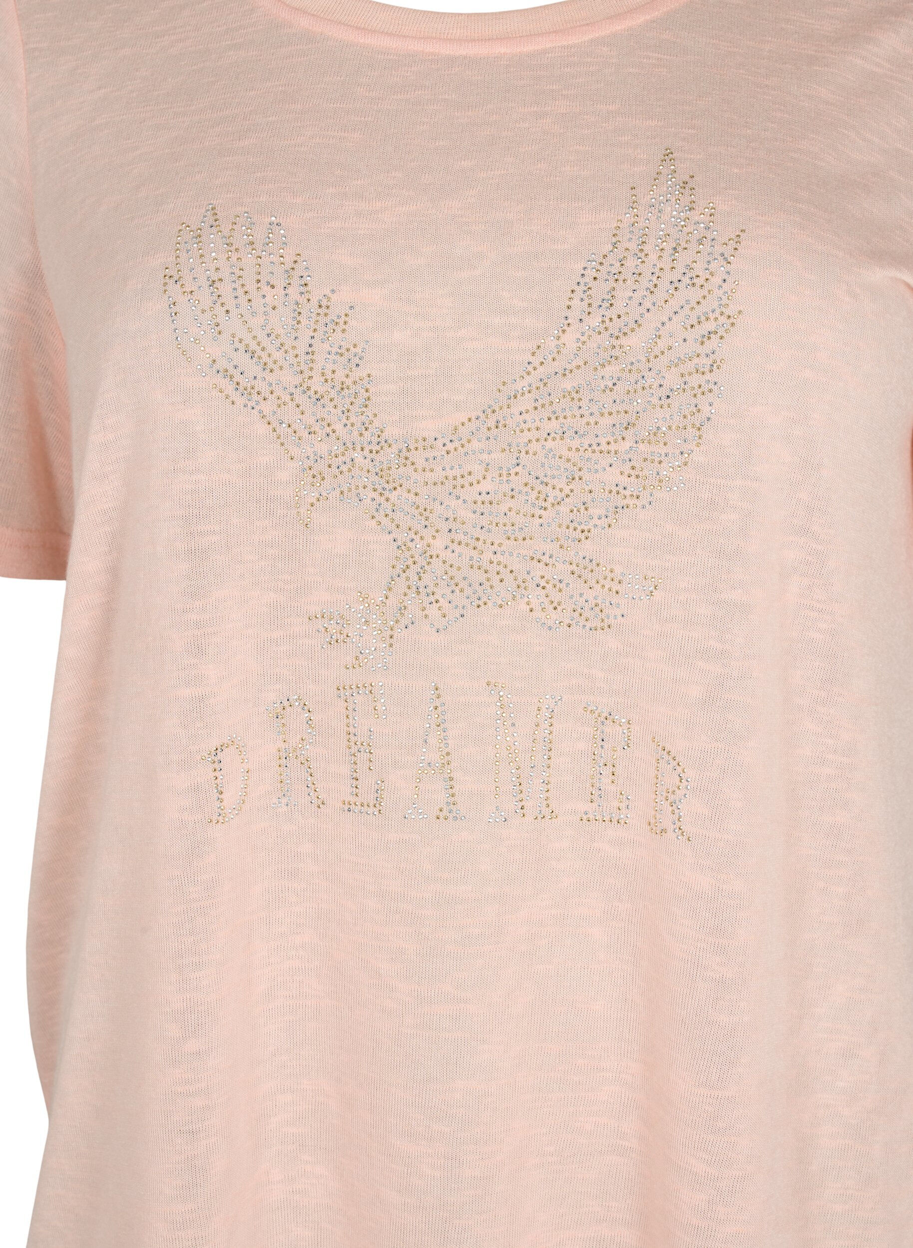Zizzi T-Shirt mit Nieten und Rundhalsausschnitt, Pale Blush, Packshot image number 2