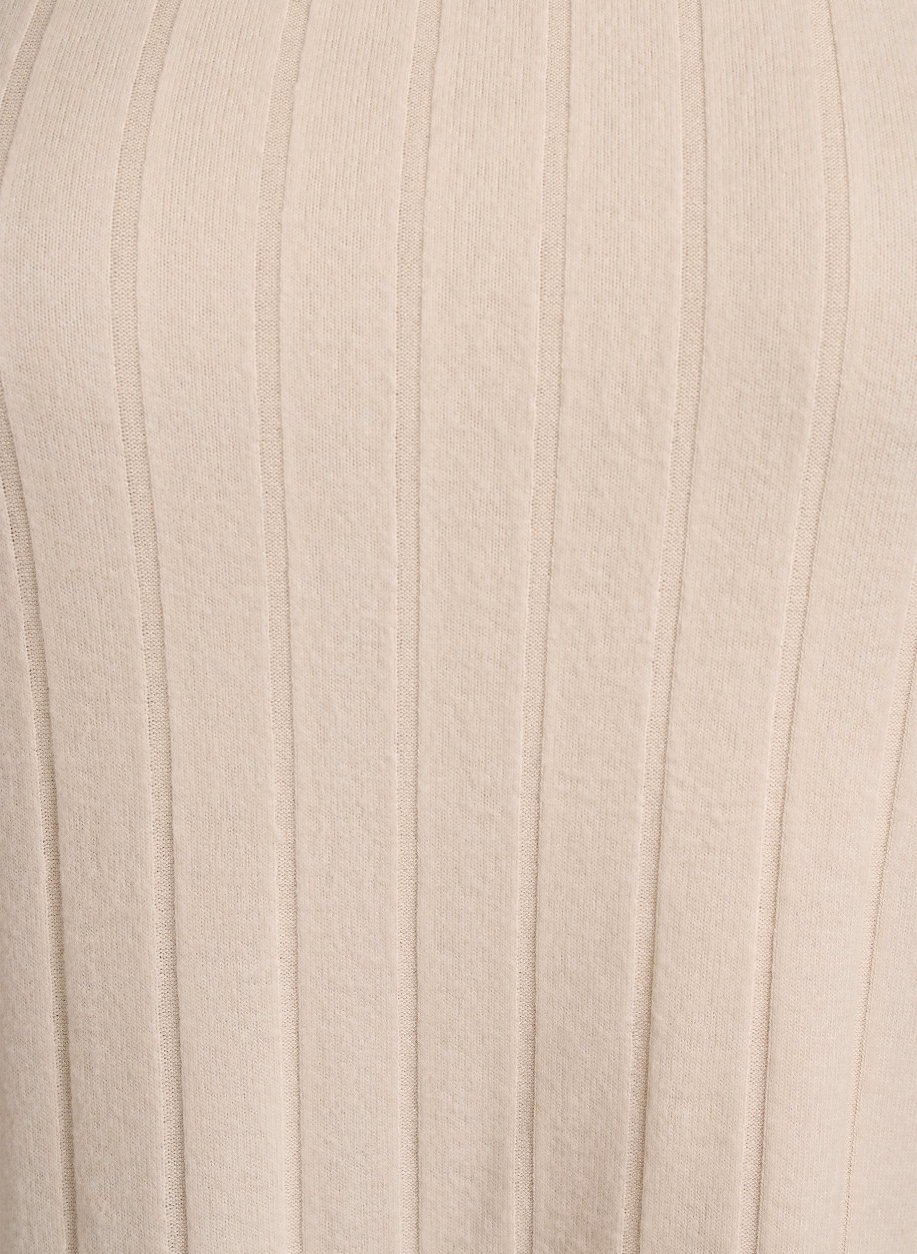 Zizzi Bluse aus Jersey mit eckigem Ausschnitt und Rippstruktur, Beige, Packshot image number 2