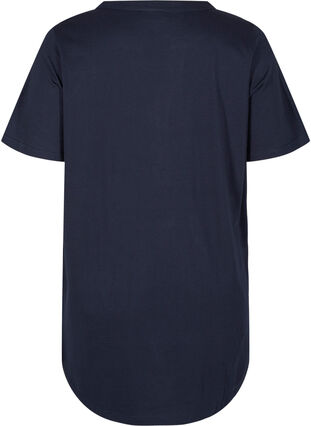 T-Shirt aus Baumwolle mit V-Ausschnitt und Knöpfen, Night Sky, Packshot image number 1