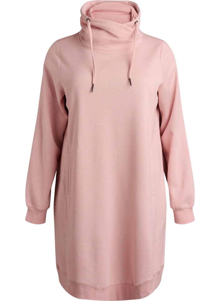 Kurzes Sweatshirtkleid mit Stehkragen und Taschen, Rot, Packshot image number 0