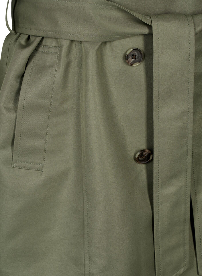 Kurzer Trenchcoat mit Gürtel, Grün, Packshot image number 3