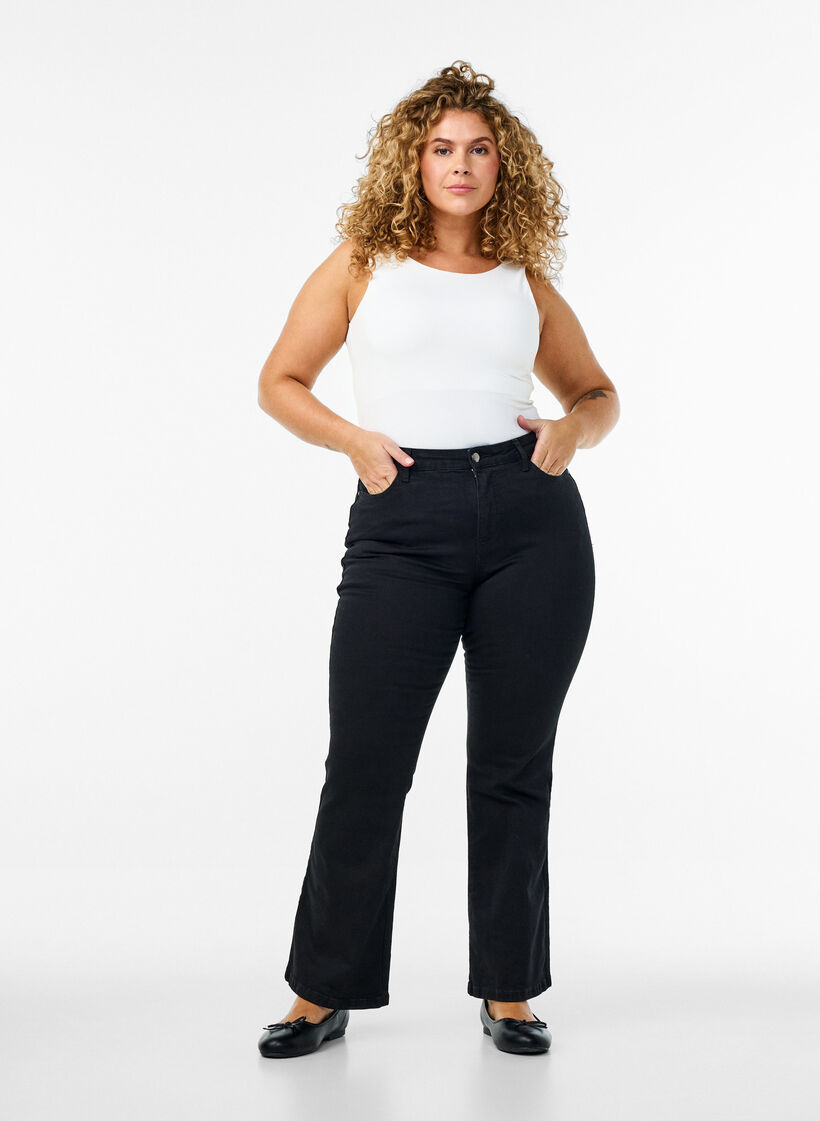 Ellen Bootcut-Jeans mit hoher Taille, Schwarz, Model image number 0