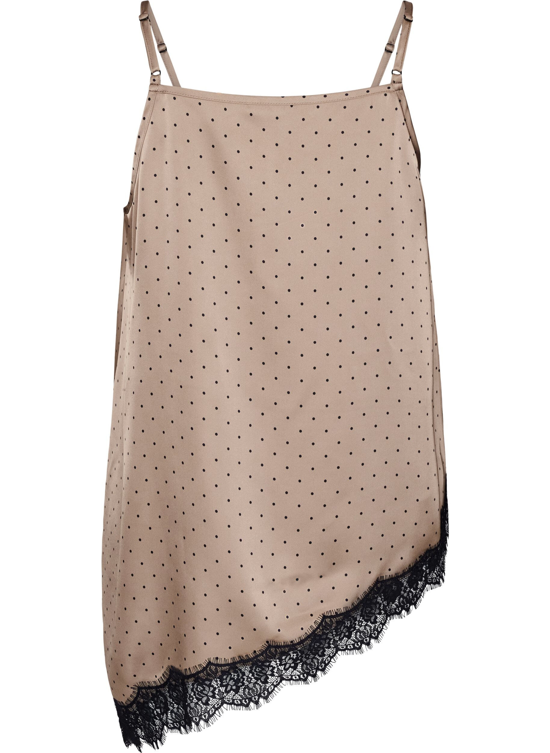 ZizziTr&auml;gertop mit Spitze und asymmetrischem Saum, Beige, Packshot image number 1