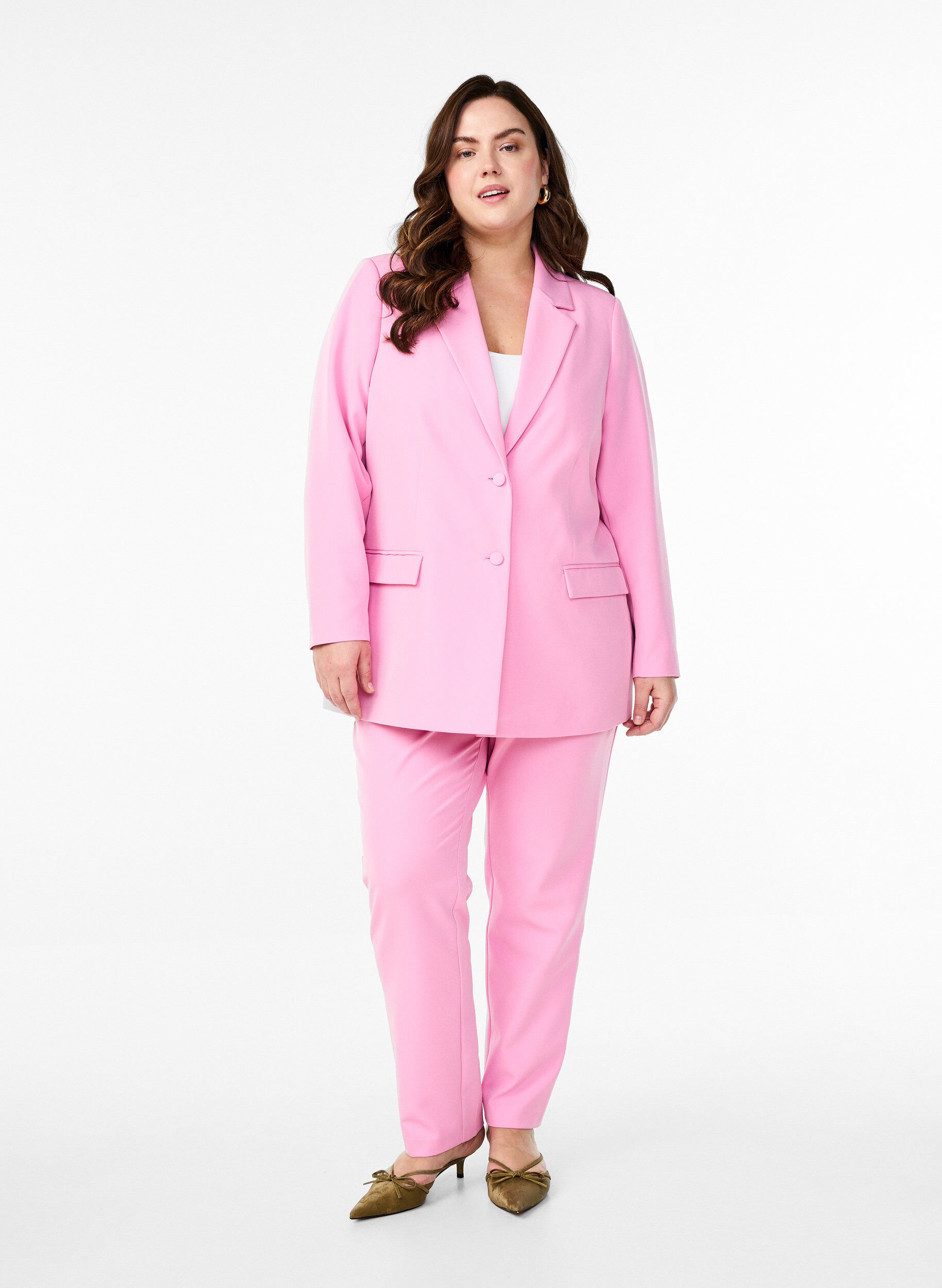 Zizzi Klassischer Blazer mit Knopfverschluss, Pink, Model image number 1