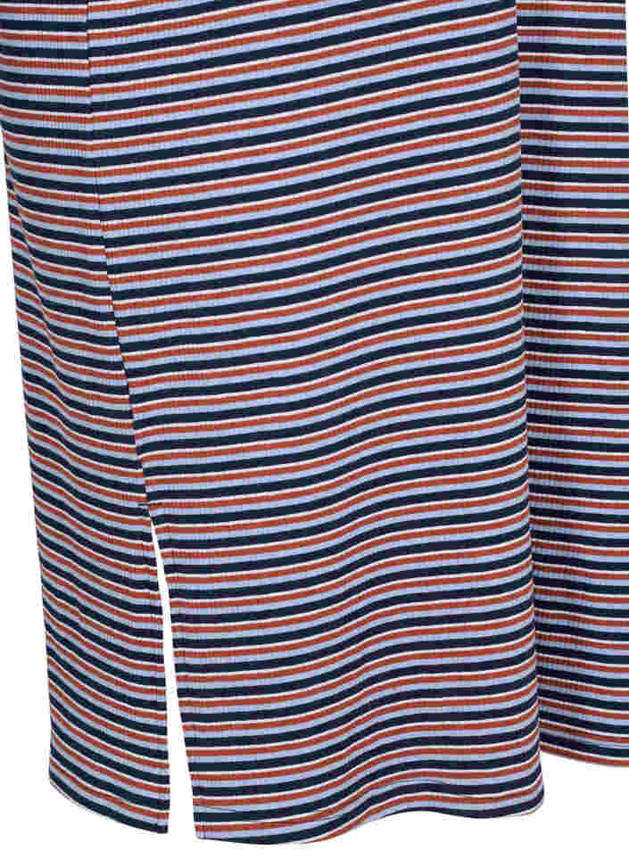 Gestreiftes Kleid mit Schlitz, Mahogany/Navy Stripe, Packshot image number 3