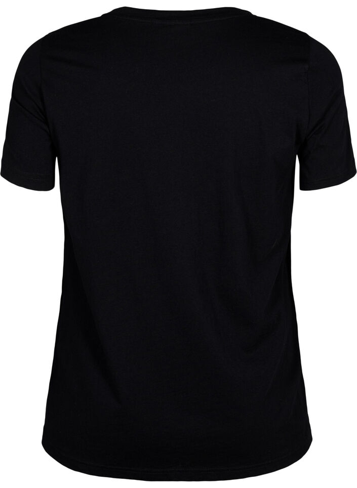 T-Shirt mit Motiv, Black w. Flower, Packshot image number 1